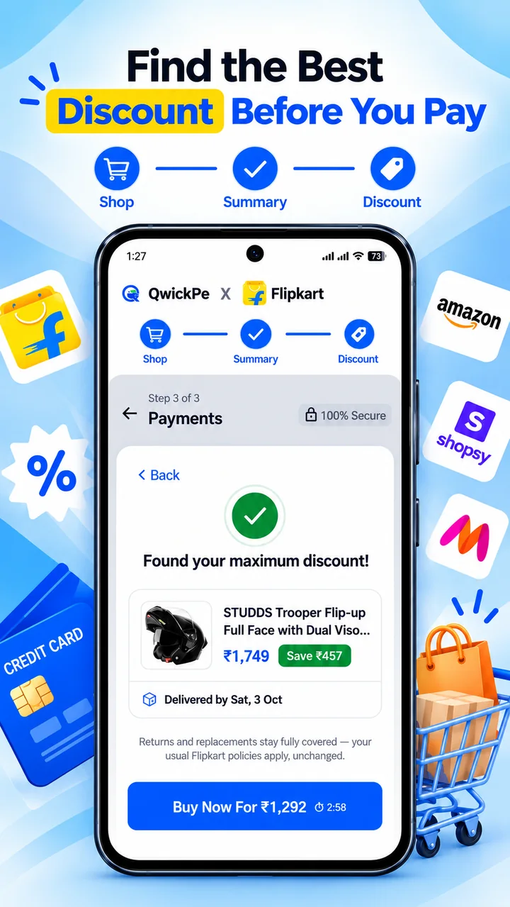QwickPe payment screen showing the best eligible discount before purchase